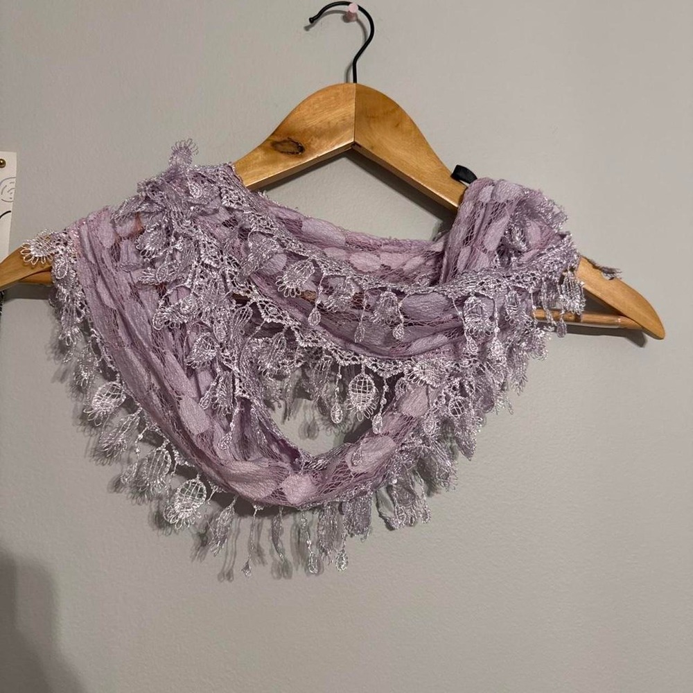 Boho Sheer Lightweight Lavender scarf with lace details